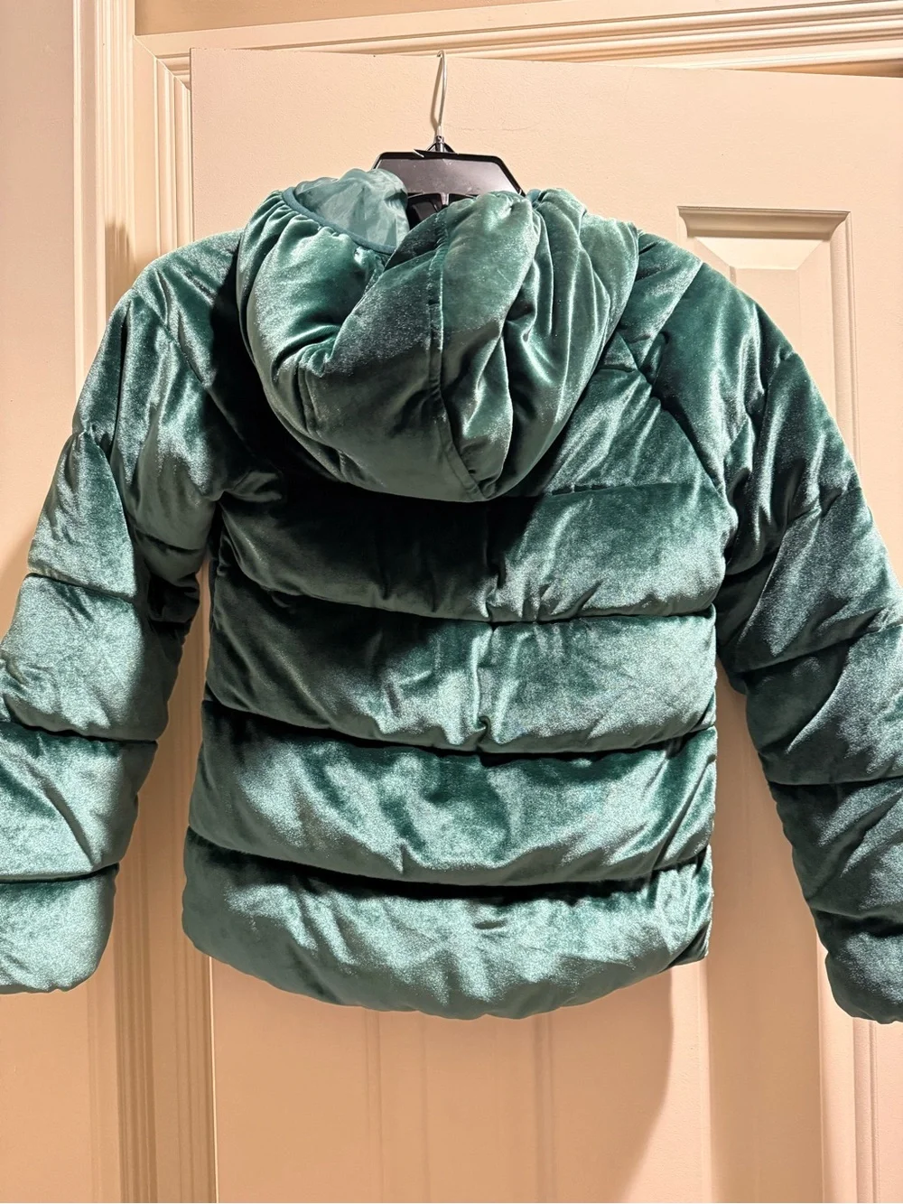 Old Navy Teal Shimmer Velvet Puffer Jacket